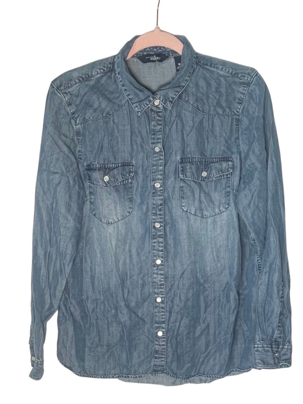 Indigo Aoft Denim Button Down Western Shirt Women’s Medium